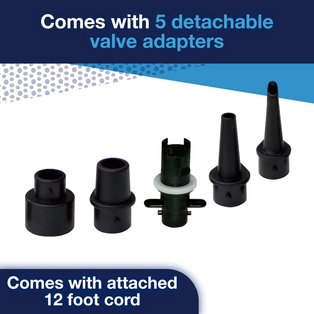 Alt view image 3 of 4 - 120V AC Electric Pump - 600 L/min Air Inflator - 5 Adapters | A 120V AC air pump for towables, pool floats, and air mattresses. 600 L/min; adapters for Boston, pinch, and standard valves.