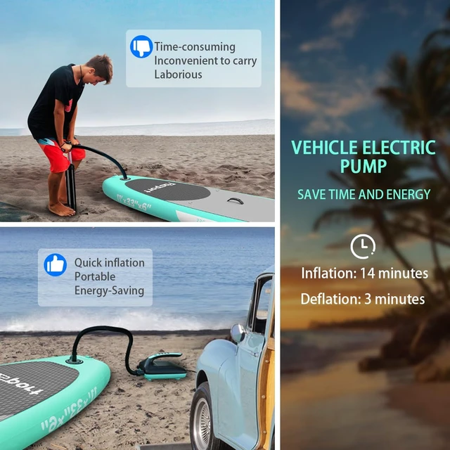 Alt view image 4 of 7 - Electric Paddle Board Pump, 20PSI SUP Air Pump with Inflation & Deflation Functions & 12V DC Car Connector, Portable Quick Inflator for Inflatable Paddleboard, Kayaks, Boats and Air Mattresses