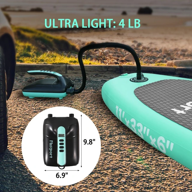 Alt view image 7 of 7 - Electric Paddle Board Pump, 20PSI SUP Air Pump with Inflation & Deflation Functions & 12V DC Car Connector, Portable Quick Inflator for Inflatable Paddleboard, Kayaks, Boats and Air Mattresses