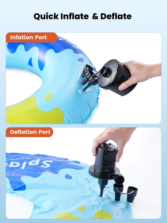 Alt view image 5 of 7 - 3 Ways Powered Air Mattress Pump Electric Air Pump with 3-Nozzle | AC 110V, DC 12V, Battery Operated Quick-Fill Inflator Deflator for Inflatable Pool Float Air Bed Boat Swimming Ring