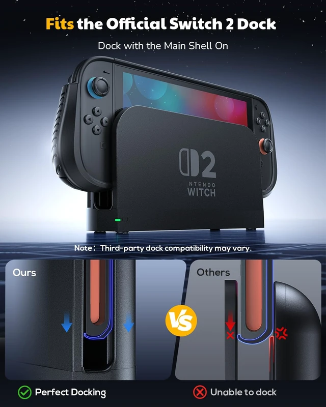 Alt view image 4 of 7 - Switch 2 Grip Charging Case with Power Bank & Front Cover | PD 20W Power Bank, Dockable Case with Grip Cover for Nintendo Switch 2, Front Cover with 12 Game Card Slots