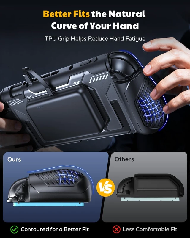 Alt view image 6 of 7 - Switch 2 Grip Charging Case with Power Bank & Front Cover | PD 20W Power Bank, Dockable Case with Grip Cover for Nintendo Switch 2, Front Cover with 12 Game Card Slots