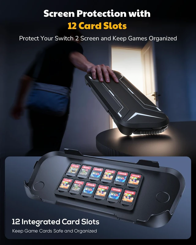Alt view image 7 of 7 - Switch 2 Grip Charging Case with Power Bank & Front Cover | PD 20W Power Bank, Dockable Case with Grip Cover for Nintendo Switch 2, Front Cover with 12 Game Card Slots