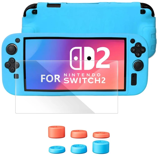 Main image of Protective Case for Nintendo Switch 2 8 In1 Ergonomic Bundle (Blue) | Comfort Soft Grip Slim Cover Kit for NS-2 Accessory Shockproof Shell with Anti-Scratch Screen Protector & 6 Thumb Caps