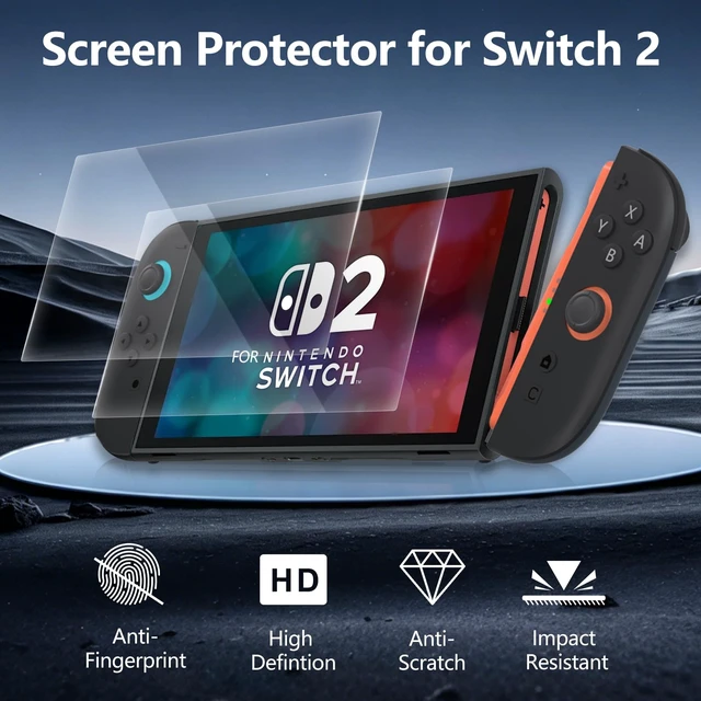 Alt view image 6 of 7 - Protective Case for Nintendo Switch 2 8 In1 Ergonomic Bundle (Blue) | Comfort Soft Grip Slim Cover Kit for NS-2 Accessory Shockproof Shell with Anti-Scratch Screen Protector & 6 Thumb Caps