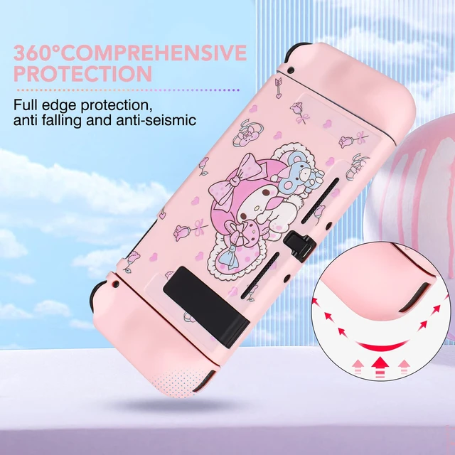 Alt view image 2 of 7 - Cute Rabbit Switch Protective Case Dockable Soft Silicone Shell Shockproof Scratch Resistant Cover Joy Con Skin with 4PCS Lovely Thumb Grips Caps