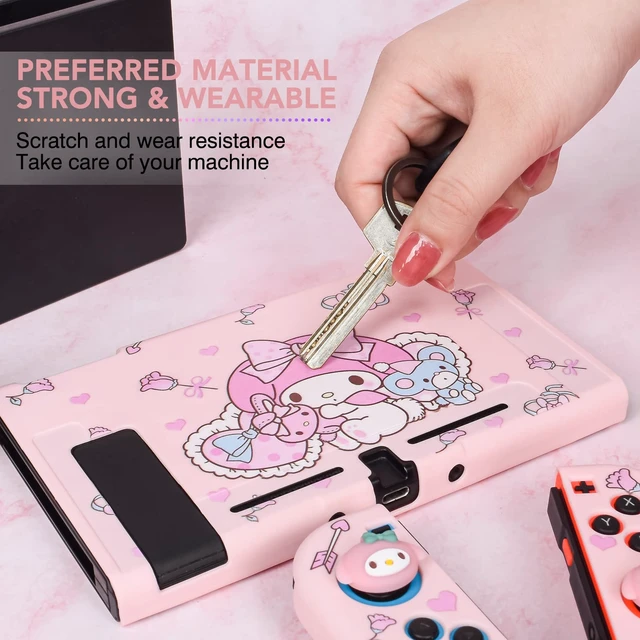 Alt view image 4 of 7 - Cute Rabbit Switch Protective Case Dockable Soft Silicone Shell Shockproof Scratch Resistant Cover Joy Con Skin with 4PCS Lovely Thumb Grips Caps
