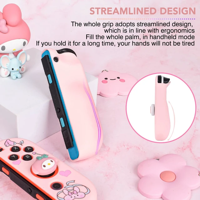 Alt view image 5 of 7 - Cute Rabbit Switch Protective Case Dockable Soft Silicone Shell Shockproof Scratch Resistant Cover Joy Con Skin with 4PCS Lovely Thumb Grips Caps