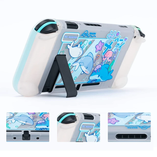 Alt view image 4 of 7 - Protective Case Slim Cover Case Compatible with Switch Only - Shock-Absorption and Anti-Scratch Cover Skin for Switch - Shark Party (for Switch 2017)