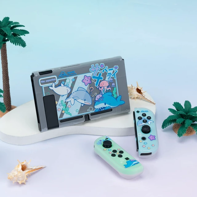 Alt view image 7 of 7 - Protective Case Slim Cover Case Compatible with Switch Only - Shock-Absorption and Anti-Scratch Cover Skin for Switch - Shark Party (for Switch 2017)