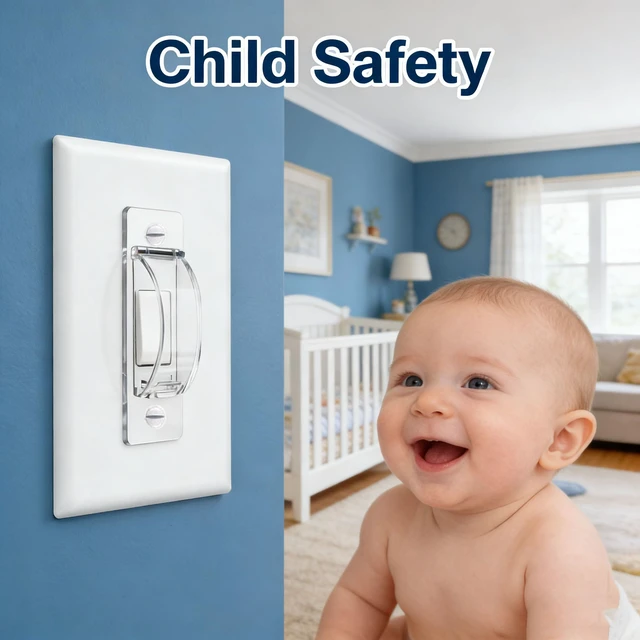 Alt view image 2 of 7 - 2 Pack Toggle Light Switch Cover Guard Child Proof Wall Light Switch Lock Protects Your Lights from being Accidentally Turned On or Off by Children and Adults, Clear