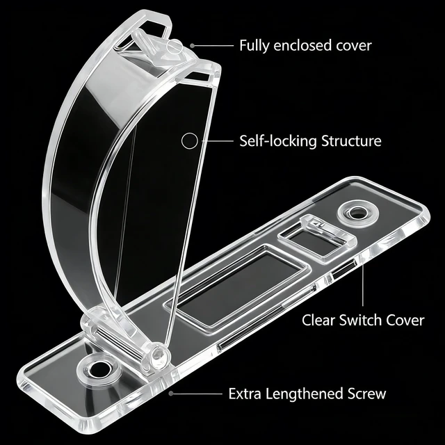 Alt view image 7 of 7 - 2 Pack Toggle Light Switch Cover Guard Child Proof Wall Light Switch Lock Protects Your Lights from being Accidentally Turned On or Off by Children and Adults, Clear