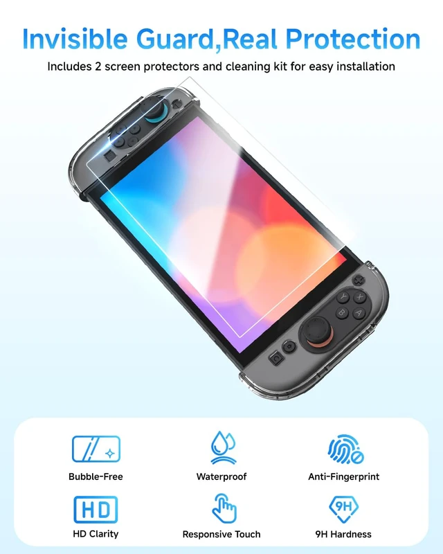 Alt view image 6 of 7 - 14 in 1 Carrying Case Accessories Set for Nintendo Switch 2 | Travel Storage Bag Holds 14 Game Cartridges, Protective Crystal JoyCon Case for Switch2, 2 Screen Protectors, 4 Thumb Grips