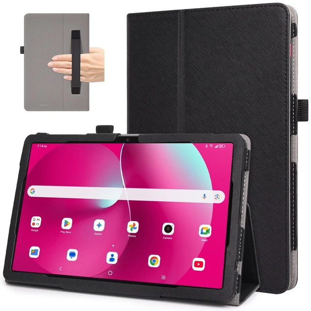 Main image of Case for T-Mobile Revvl Tab 2 2025 Released 10.1 inch with Pen Loop, Lightweight Folding Stand Cover with Hand Strap for Revvl Tab 2 Tablet, Black