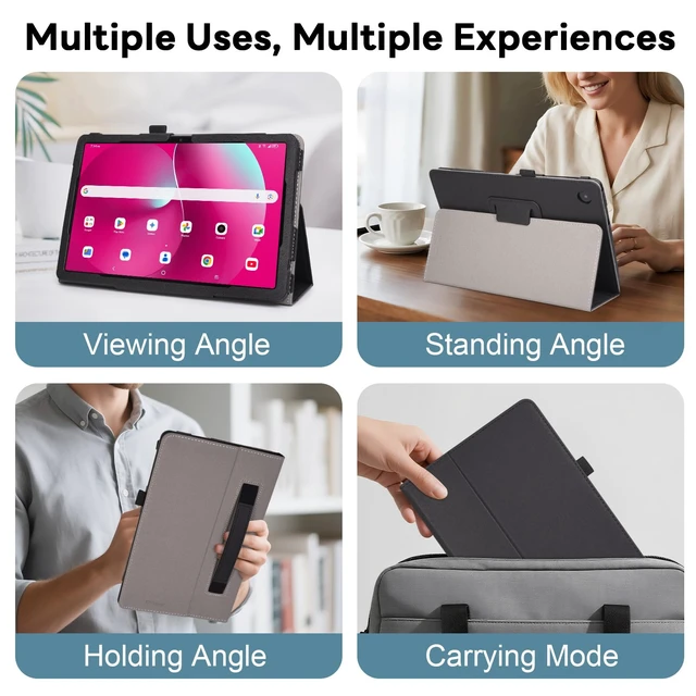 Alt view image 7 of 7 - Case for T-Mobile Revvl Tab 2 2025 Released 10.1 inch with Pen Loop, Lightweight Folding Stand Cover with Hand Strap for Revvl Tab 2 Tablet, Black