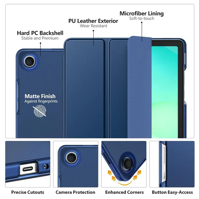 Alt view image 3 of 7 - Slim Case for Samsung Galaxy Tab A11+ Plus/A9+ Plus 11 Inch, Navy Blue | Smart Stand Hard PC Translucent Back Shell Cover for Galaxy Tab A11+/A9+ Tablet, Auto Sleep/Wake, 2 Adjustable Angle