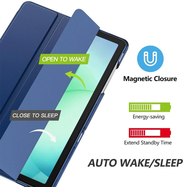 Alt view image 4 of 7 - Slim Case for Samsung Galaxy Tab A11+ Plus/A9+ Plus 11 Inch, Navy Blue | Smart Stand Hard PC Translucent Back Shell Cover for Galaxy Tab A11+/A9+ Tablet, Auto Sleep/Wake, 2 Adjustable Angle