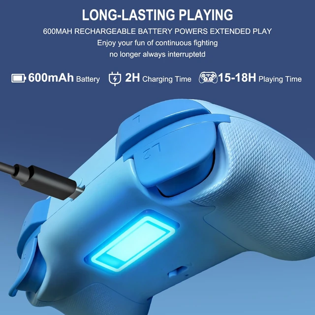 Alt view image 7 of 7 - Mobile Gaming Controller, Wireless Game Controller for iPad/Tablet/iPhone/Android/Switch/Switch 2/Lite/OLED/PC, Handheld Gamepad with Hall Effect Joysticks/Triggers/6-Axis Gyro - Blue