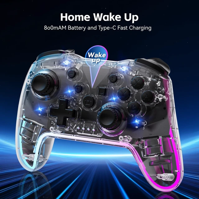 Alt view image 4 of 5 - Wireless Pro Ergonomic Controller for Switch/PC/iOS/Andorid | Compatible with Lite/OLED/. 7-Color RGB Lighting, Turbo/Vibration Adjustment, 10H Battery life, One-Key Wake-Up.