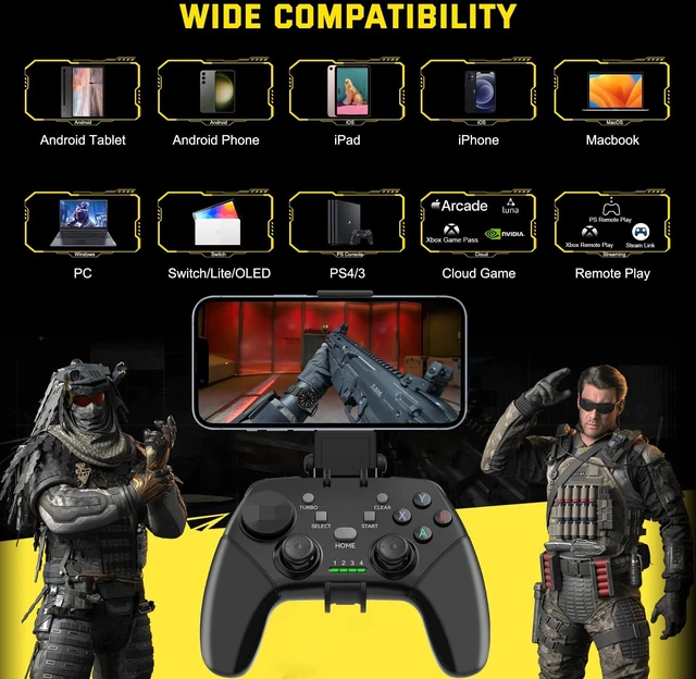 Alt view image 2 of 7 - Wireless Mobile Gaming Controller for iPhone, Android, iPad, Tablet, PC, Phone Controller with Phone Clip Supports Cloud Game, COD Mobile, Genshin Immpact, Remote Player Gamepad