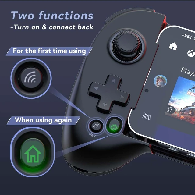 Alt view image 5 of 7 - Mobile Game Controller for iphone/Android with PHONE CASE Support, Bluetooth Wireless Gamepad - PS Remote Play, Xbox Cloud, Steam Link, GeForce NOW, MFi Arcade Games-Long Battery Life