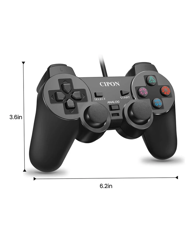 Alt view image 2 of 7 - Wired Controller for PS-2 Console, Dual Vibration Gamepad 71 In Cable | 360° Precision Joystick, Ergonomic Grip, Stable Connection, Responsive Remote Controls PS-2 Accessories