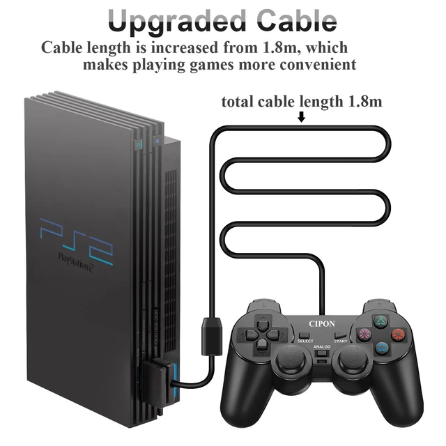 Alt view image 5 of 7 - Wired Controller for PS-2 Console, Dual Vibration Gamepad 71 In Cable | 360° Precision Joystick, Ergonomic Grip, Stable Connection, Responsive Remote Controls PS-2 Accessories