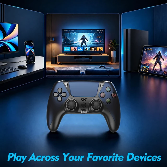 Alt view image 2 of 7 - Alternative for Luna Controller Fire TV, Compatible with Fire Stick Cube, Wireless Gamepad with No Drift Joysticks, 2 Back Buttons Turbo, 6-Axis Gyro,Dual Vibration, Midnight Blue Black