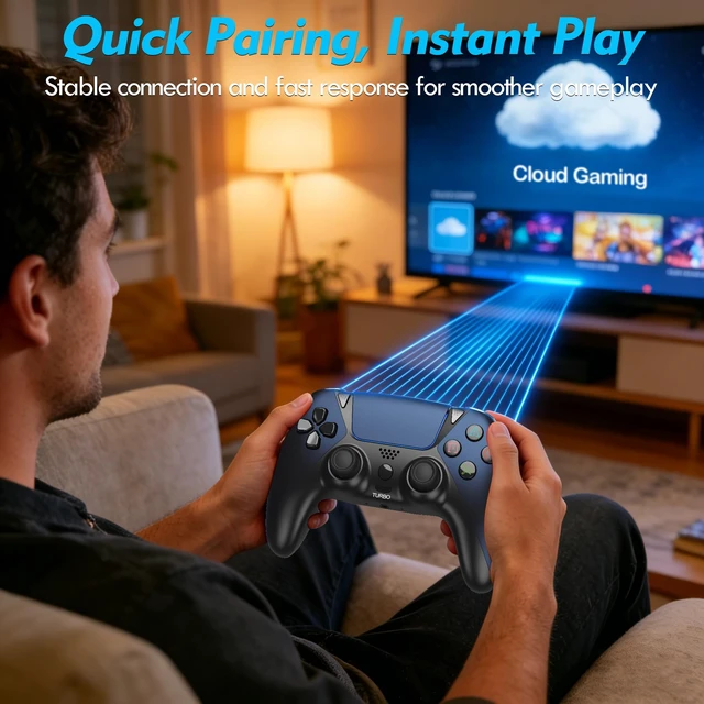 Alt view image 3 of 7 - Alternative for Luna Controller Fire TV, Compatible with Fire Stick Cube, Wireless Gamepad with No Drift Joysticks, 2 Back Buttons Turbo, 6-Axis Gyro,Dual Vibration, Midnight Blue Black
