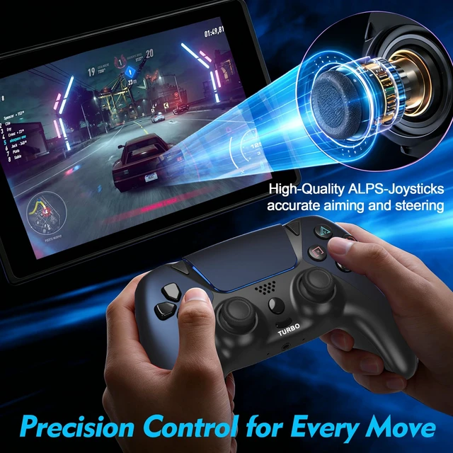 Alt view image 4 of 7 - Alternative for Luna Controller Fire TV, Compatible with Fire Stick Cube, Wireless Gamepad with No Drift Joysticks, 2 Back Buttons Turbo, 6-Axis Gyro,Dual Vibration, Midnight Blue Black