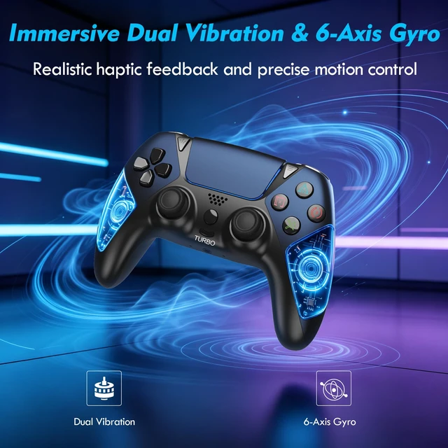 Alt view image 6 of 7 - Alternative for Luna Controller Fire TV, Compatible with Fire Stick Cube, Wireless Gamepad with No Drift Joysticks, 2 Back Buttons Turbo, 6-Axis Gyro,Dual Vibration, Midnight Blue Black