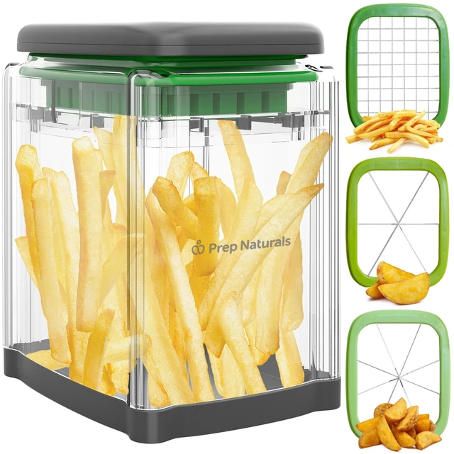 Main image of French Fry Cutter Statinless Steel - Potato Cutter (3 in 1) | Veggie Cutter with Stainless Steel Blades - 3 Interchangeable Blades & Safety Glove Included