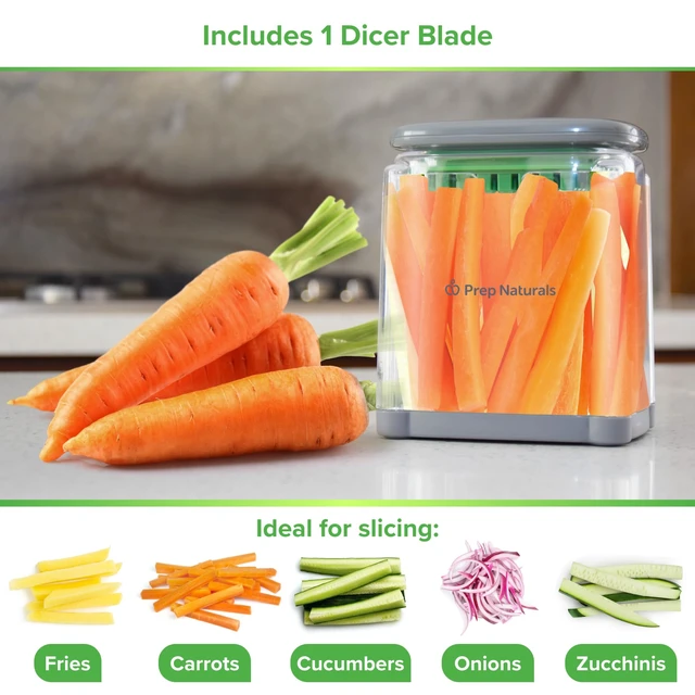Alt view image 3 of 7 - French Fry Cutter Statinless Steel - Potato Cutter (3 in 1) | Veggie Cutter with Stainless Steel Blades - 3 Interchangeable Blades & Safety Glove Included
