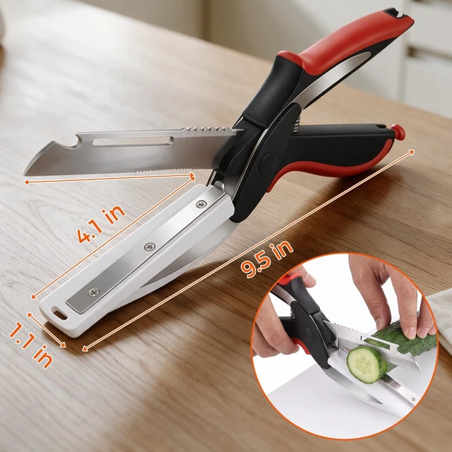 Alt view image 4 of 7 - Kitchen Scissors for Food, 2 in 1 Detachable Cutting Board Scissors | 9.6" Kitchen Shears for Salad, Fruits, Meat, Cheese, Vegetable Cutter, Veggie Chopper with Safety Lock, Dishwasher Safe