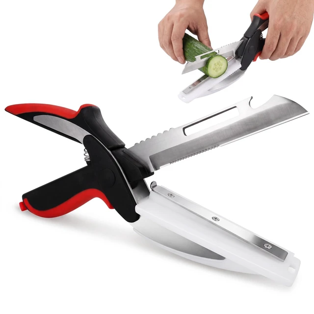 Main image of Kitchen Scissors for Food, 2 in 1 Detachable Cutting Board Scissors | 9.6" Kitchen Shears for Salad, Fruits, Meat, Cheese, Vegetable Cutter, Veggie Chopper with Safety Lock, Dishwasher Safe