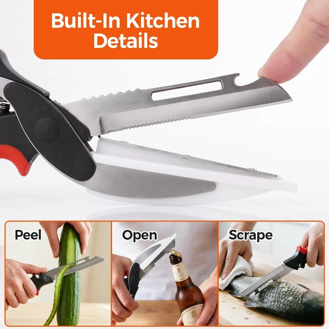 Alt view image 6 of 7 - Kitchen Scissors for Food, 2 in 1 Detachable Cutting Board Scissors | 9.6" Kitchen Shears for Salad, Fruits, Meat, Cheese, Vegetable Cutter, Veggie Chopper with Safety Lock, Dishwasher Safe