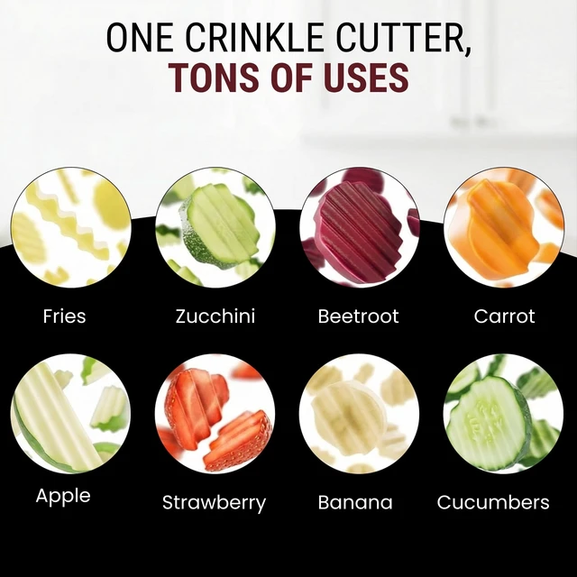Alt view image 4 of 7 - Crinkle Cutter Set of 2 Sharp Stainless Steel Wavy Knife, Non-Slip Grip for Smooth Cuts on Veggies, Potatoes & Crinkle Cut Fries Crinkle Cutter Knife & Waffle Fry Cutter for BLW, Wave Cutter