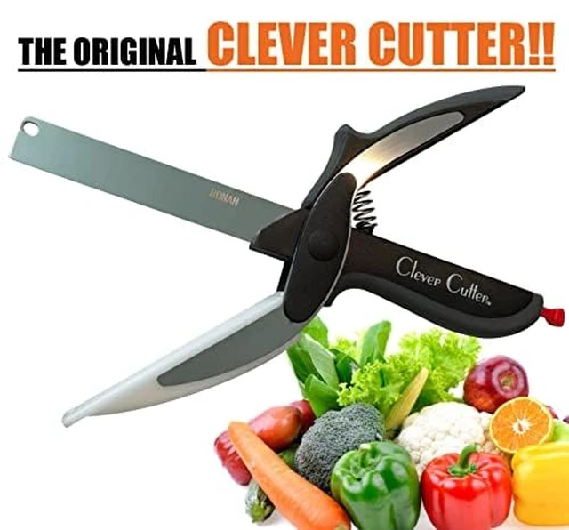 Alt view image 2 of 5 - Clever Cutter 2 in 1 Kitchen Scissors and Cutting Board for Food Chopping | Stainless blade with a built-in board chops fruit, veg, meat and cheese. Dishwasher safe, folds flat.