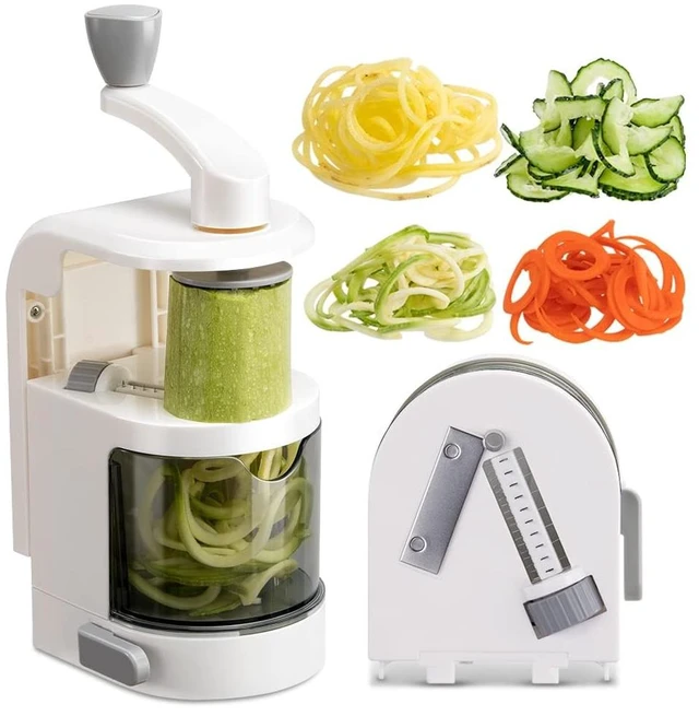 Main image of Vegetable Spiralizer 4-IN-1 Rotating Blade Veggie Spiralizer Zucchini Noodle Maker with Strong Suction Cup Spiral Vegetable Cutter Slicer - White