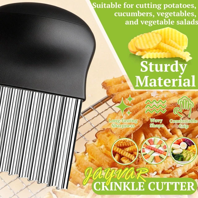 Alt view image 3 of 7 - Large Crinkle Cutter Stainless Steel, French Fry Cutter for Potatoes | Potato Carrot Chip Slicer, Vegetable Wavy Chopper