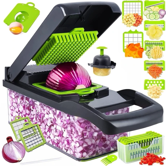 Main image of 5-in-1 Multifunctional Vegetable Chopper, Kitchen Mandoline Slicer with 6 Blades (Julienne, Slice, Grate, Dice) & Hand Guard, Easy Storage & Clean, for Potato, Carrot, Onion