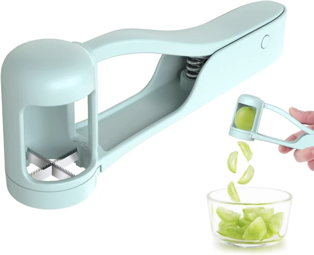 Main image of Grape Cutter for Toddlers, Grape Slicer Tool, Grape Tomato Cherry Strawberry Cutter Tools Into 4 Pieces for Vegetable Fruit Salad, Stainless Steel Quarter Grape Slicer Kitchen Gadget