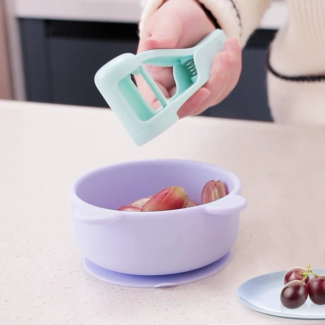 Alt view image 4 of 7 - Grape Cutter for Toddlers, Grape Slicer Tool, Grape Tomato Cherry Strawberry Cutter Tools Into 4 Pieces for Vegetable Fruit Salad, Stainless Steel Quarter Grape Slicer Kitchen Gadget