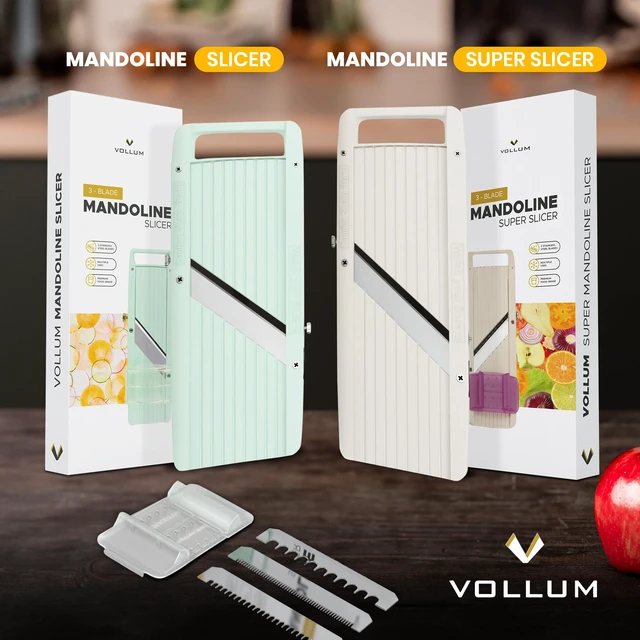 Alt view image 5 of 6 - Mandoline Slicer Vegetable Cutter Stainless Steel Blades | Narrow handheld manual food slicer with interchangeable blades for precise, professional-style kitchen prep.
