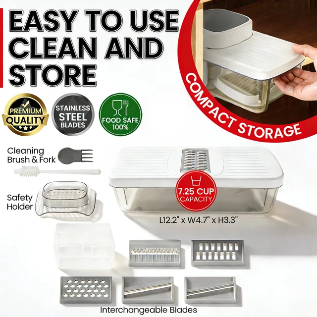 Alt view image 4 of 6 - 6-in-1 Vegetable Chopper Mandoline Slicer with 6 Blades & Container, Onion Cutter Dicer, Kitchen Gadgets & Essentials for Food Prep