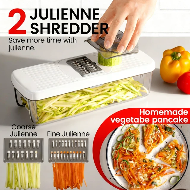 Alt view image 3 of 6 - 6-in-1 Vegetable Chopper Mandoline Slicer with 6 Blades & Container, Onion Cutter Dicer, Kitchen Gadgets & Essentials for Food Prep