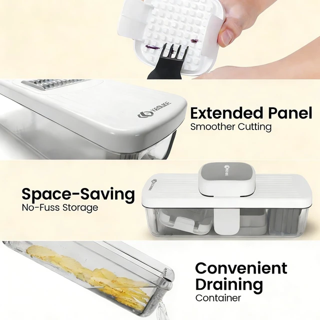 Alt view image 6 of 6 - 6-in-1 Vegetable Chopper Mandoline Slicer with 6 Blades & Container, Onion Cutter Dicer, Kitchen Gadgets & Essentials for Food Prep