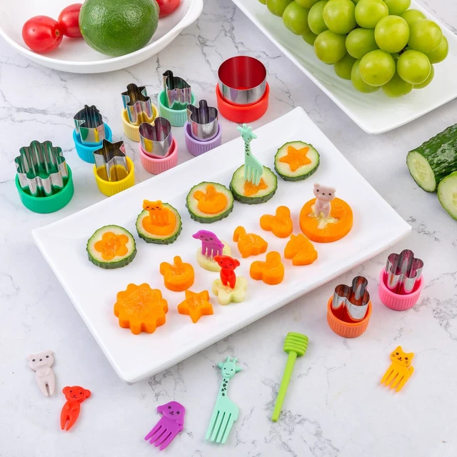 Alt view image 6 of 7 - Fruit Cutters Shapes for Kids 22 Pcs | Mini Cookie Cutters Set, Stainless Steel & PP Plastic, Vegetable Cutter with Food Picks