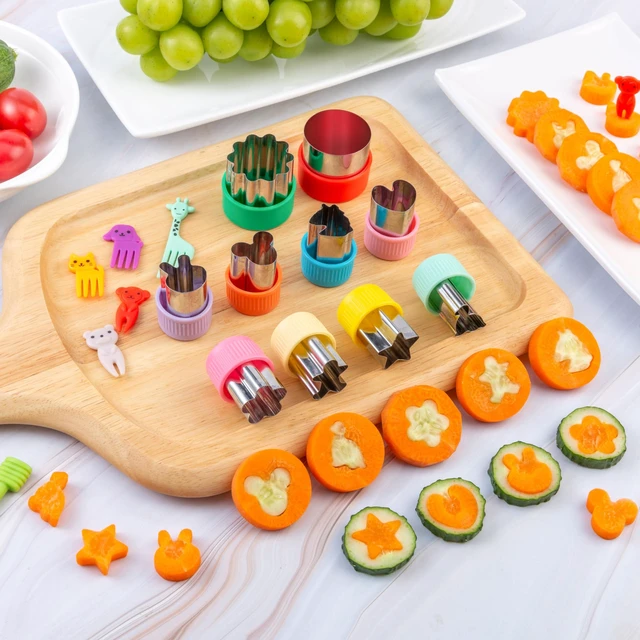Alt view image 2 of 7 - Fruit Cutters Shapes for Kids 22 Pcs | Mini Cookie Cutters Set, Stainless Steel & PP Plastic, Vegetable Cutter with Food Picks