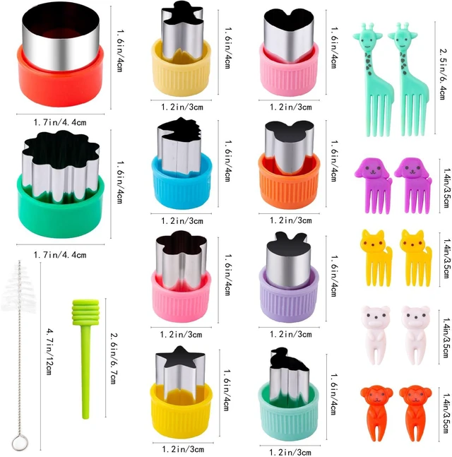 Alt view image 5 of 7 - Fruit Cutters Shapes for Kids 22 Pcs | Mini Cookie Cutters Set, Stainless Steel & PP Plastic, Vegetable Cutter with Food Picks